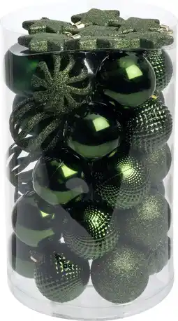 Intratuin Intratuin kerstbal Reni donkergroen D 6 cm 37-delig aanbieding