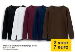 Zeeman Zerman dames t-shirt ronde hals lange mouw aanbieding