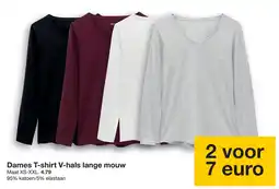 Zeeman Dames T-shirt V-hals lange mouw aanbieding