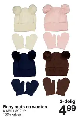 Zeeman Baby muts en wanten aanbieding