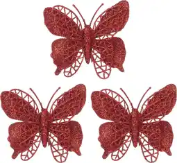 Intratuin Intratuin kerstclip Laurie vlinder rood 10 x 10 cm 3 stuks aanbieding