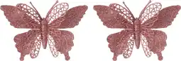 Intratuin Intratuin kerstclip Siela vlinder roze 18 x 18 cm 2 stuks aanbieding