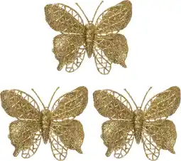 Intratuin Intratuin kerstclip Laurie vlinder goud 10 x 10 cm 3 stuks aanbieding