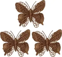 Intratuin Intratuin kerstclip Laurie vlinder bruin 10 x 10 cm 3 stuks aanbieding