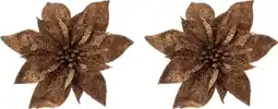 Intratuin Intratuin kerstclip Fleir bloem bruin D 14 cm 2 stuks aanbieding