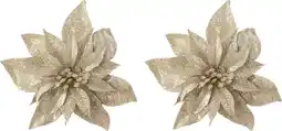 Intratuin Intratuin kerstclip Fleir bloem beige D 14 cm 2 stuks aanbieding