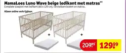 Kruidvat MamaLoes Luno Wave beige ledikant met matras aanbieding