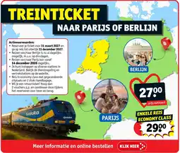 Kruidvat Treinticket naar Parijs of Berlijn aanbieding
