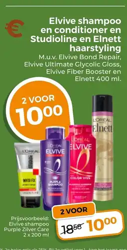Trekpleister Elvive shampoo en conditioner en Studioline en Elnett haarstyling aanbieding