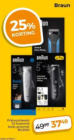 Trekpleister Braun S3 Essential body groomer BG3530 aanbieding