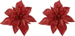 Intratuin Intratuin kerstclip Fleir bloem rood D 14 cm 2 stuks aanbieding