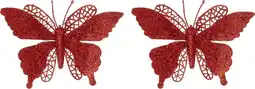 Intratuin Intratuin kerstclip Siela vlinder rood 18 x 18 cm 2 stuks aanbieding