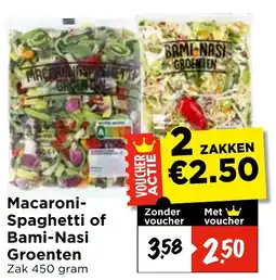 Vomar Voordeelmarkt Macaroni-Spaghetti of Bami-Nasi Groenten aanbieding