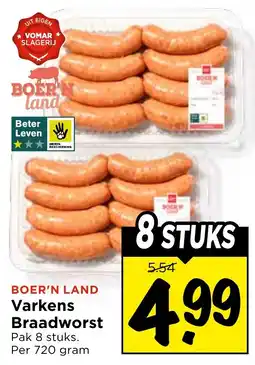 Vomar Voordeelmarkt Boer'n Land Varkens Braadworst aanbieding