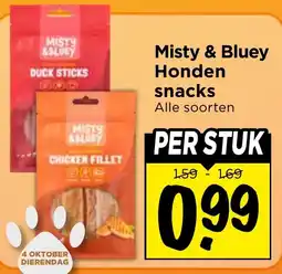 Vomar Voordeelmarkt Alle Misty & Bluey Honden snacks aanbieding