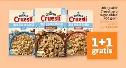Albert Heijn Alle Quaker Cruesli zero sugar added 400 gram aanbieding
