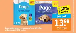 Albert Heijn Page toiletpapier compleet schoon 40 rollen of kussenzacht 32 rollen aanbieding