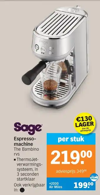Albert Heijn Sage Espresso-machine The Bambino rvs aanbieding