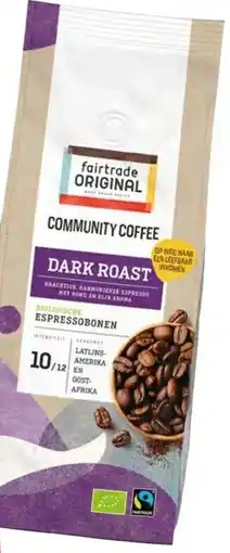 Albert Heijn Fairtrade original community coffee dark roast biologische espressobonen aanbieding
