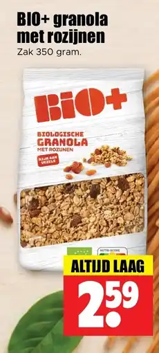 Dirk BIO+ granola met rozijnen aanbieding