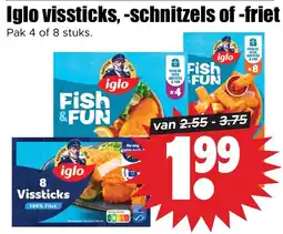 Dirk Iglo vissticks, -schnitzels of -friet aanbieding