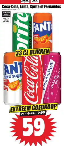 Dirk Coca-Cola, Fanta, Sprite of Fernandes aanbieding
