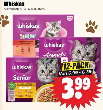 Dirk Whiskas Alle varianten. Pak 12 x 85 gram. aanbieding