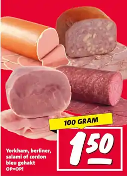 Nettorama Yorkham, berliner, salami of cordon bleu gehakt aanbieding