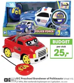 Top1Toys Kid Plus R/C Preschool Brandweer of Politieauto aanbieding