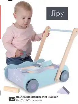 Top1Toys Jipy Houten Blokkenkar met Blokken aanbieding