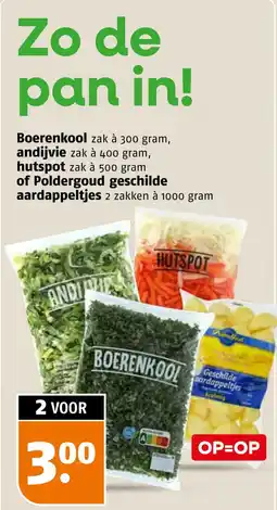 Poiesz Boerenkool, andijvie, hutspot of Poldergoud geschilde aardappeltjes aanbieding