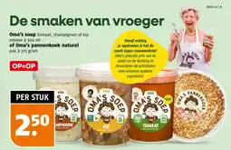 Poiesz Oma's soep tomaat, champignon of kip of Oma's pannenkoek naturel aanbieding