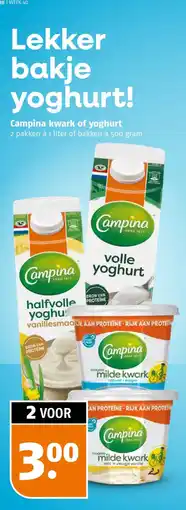 Poiesz Campina kwark of yoghurt aanbieding