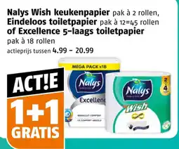 Poiesz Nalys Wish keukenpapier of Excellence 5-laags toilet papier aanbieding