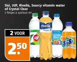 Poiesz Sisi, 7UP, Rivella, Sourcy vitamin water of Crystal Clear aanbieding