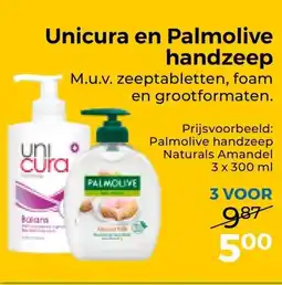 Trekpleister Unicura en Palmolive handzeep aanbieding
