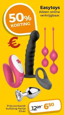 Trekpleister Easytoys buttplug Hartje Zilver aanbieding