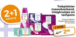 Trekpleister Trekpleister maandverband, inlegkruisjes en tampons aanbieding