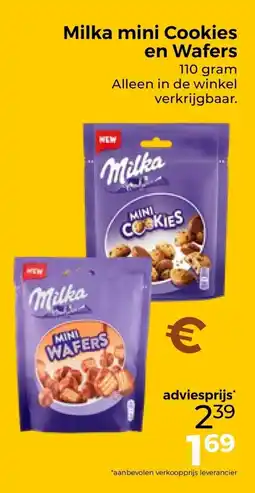Trekpleister Milka mini Cookies en Wafers aanbieding