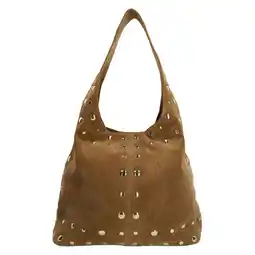 Wehkamp Manfield suede schoudertas met studs cognac aanbieding