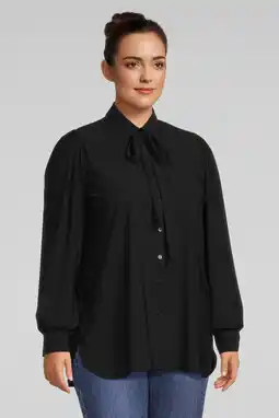Wehkamp Plus Basics blouse van travelstof zwart aanbieding