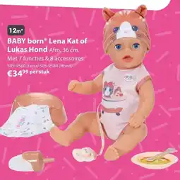 Top1Toys BABY born Lena Kat of Lukas Hond aanbieding