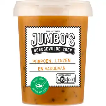 Jumbo Jumbo's Goedgevulde Soep Pompoen, Linzen en Vadouvan 500 g aanbieding