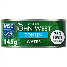 Jumbo John West Tonijnstukken in Water 145g aanbieding