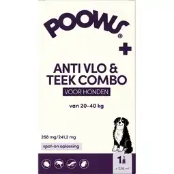 Jumbo Poows Anti Vlo & Teek Combo 134 mg/120,6 mg spot-on oplossing Hond (20-40 kg) aanbieding