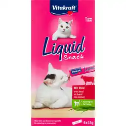 Jumbo Vitakraft Liquid Snack met Rundvlees en Kattengras 6 x 15 g aanbieding