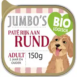 Jumbo Jumbo's Biologisch Paté Rijk Aan Rund Adult 150 g aanbieding