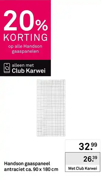 Karwei Handson gaaspaneel aanbieding