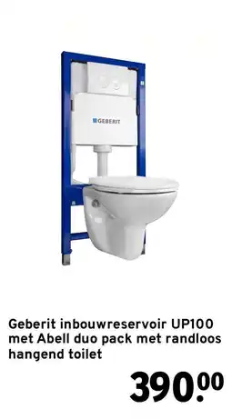 GAMMA Geberit inbouwreservoir UP100 met Abell duo pack met randloos hangend toilet aanbieding