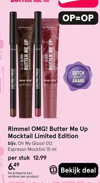 Etos Rimmel OMG! Butter Me Up Mocktail Limited Edition aanbieding